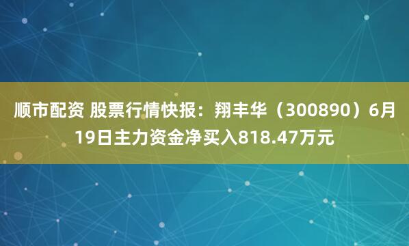 顺市配资 股票行情快报：翔丰华（300890）6月19日主力资金净买入818.47万元